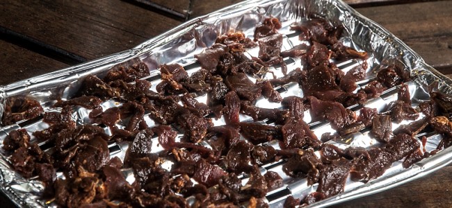 Hjemmelaget Biff Jerky snacks på bobilturen Hjemmelaget Biff Jerky snacks på bobilturen